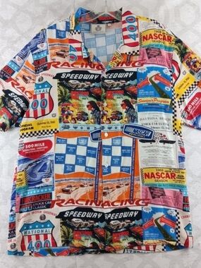 TNE NASCAR Racing Hawaiian Shirt Mens Large